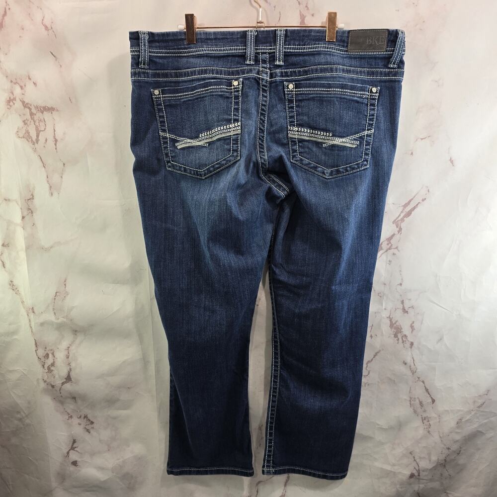 BKE Jeans Women 36 X 27 Harper Mid Rise Denim Dark Wash Crop Capri